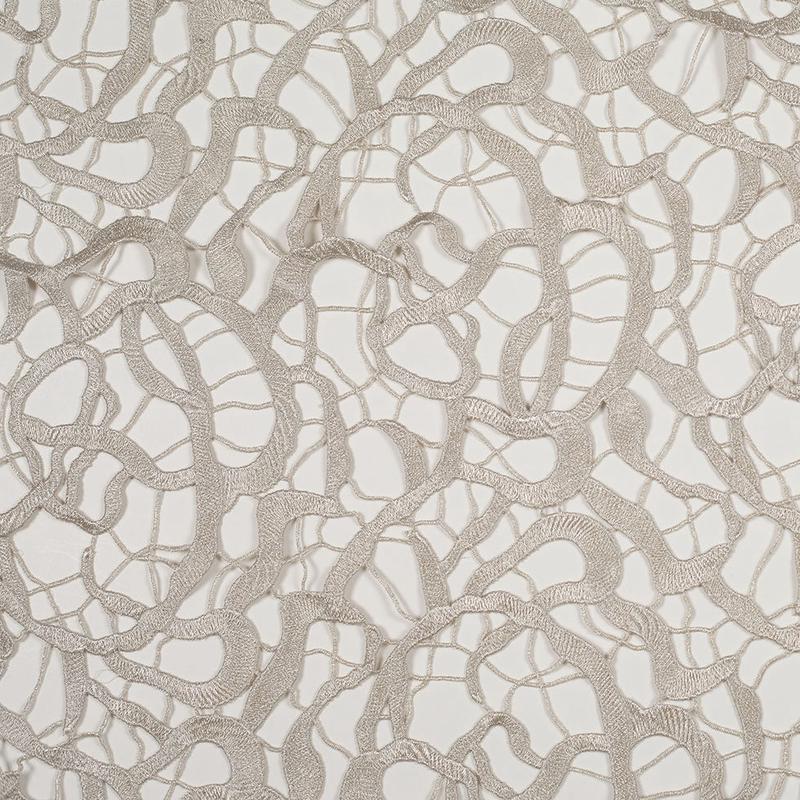 Guipure Lace - Metallic Silver Abstract